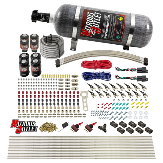 Nitrous Outlet 8 Cylinder Dual Stage Direct Port System - Four .122 Nitrous Solenoids/Four .177 Fuel Solenoids/Compact Dis...
