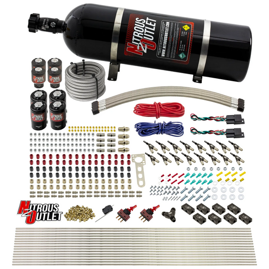 Nitrous Outlet 8 Cylinder Dual Stage Direct Port System - Four .112 Nitrous Solenoids/Four .177 Fuel Solenoids/Compact Dis...
