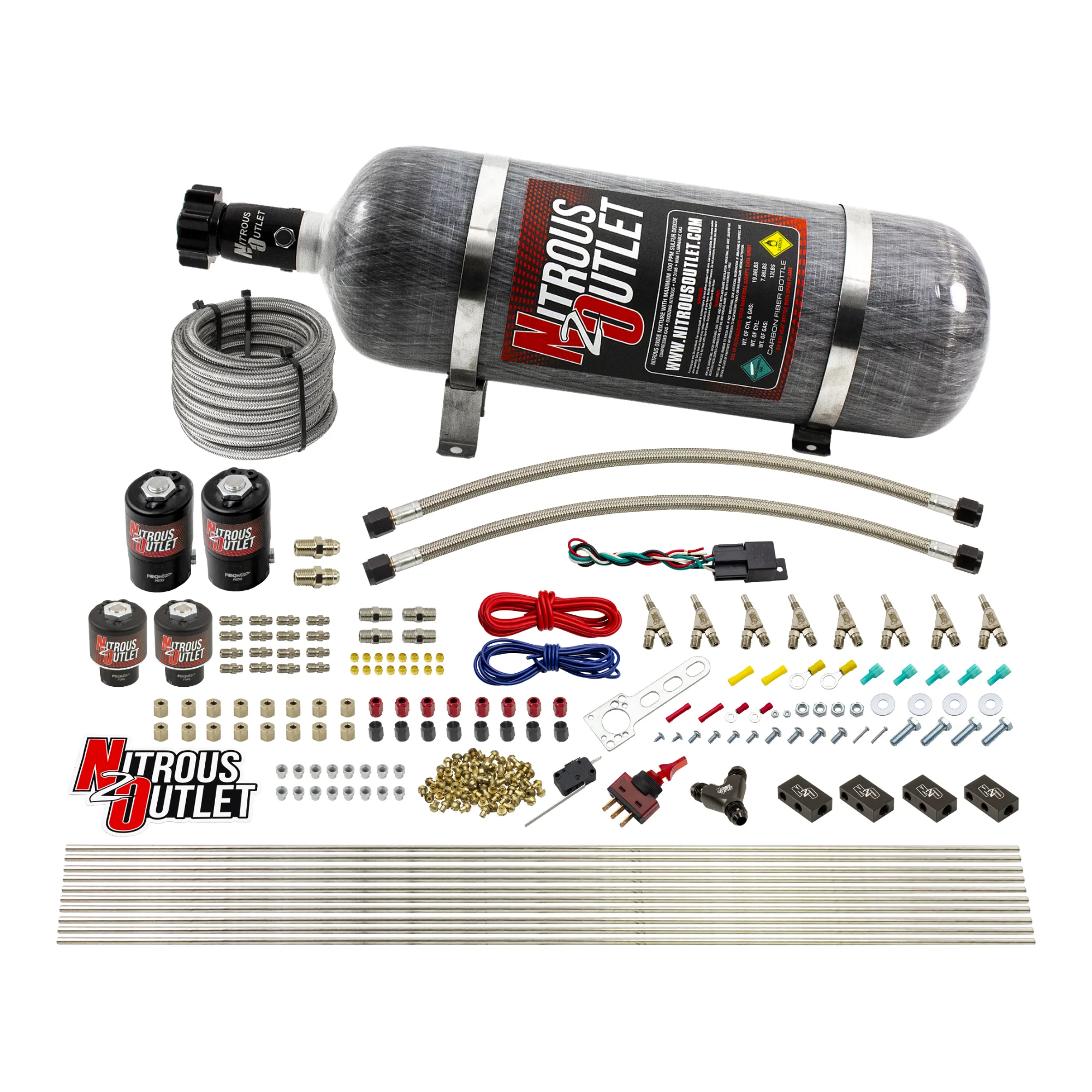 Nitrous Outlet 8 Cylinder Direct Port System - Two .112 Nitrous Solenoids/Two .177 Fuel Solenoids/Compact Distribution Blo...