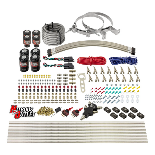 Nitrous Outlet 8 Cylinder Dual Stage Direct Port System - Four .112 Nitrous Solenoids/Four .177 Fuel Solenoids/Compact Dis...