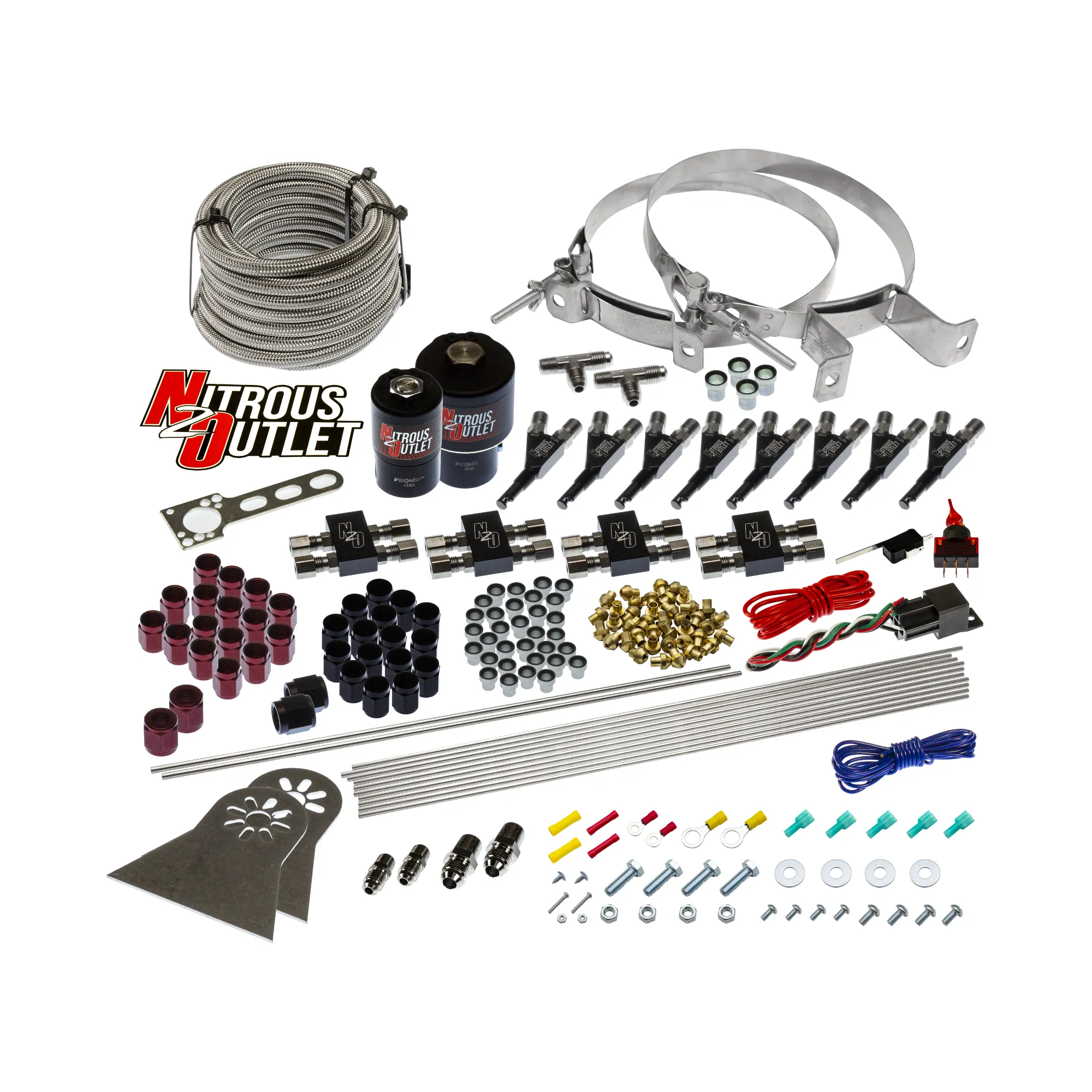 Nitrous Outlet 8 Cylinder Direct Port System - Two .178 Trashcan Nitrous Solenoids/Two .310 Fuel Solenoids/Compact Distrib...