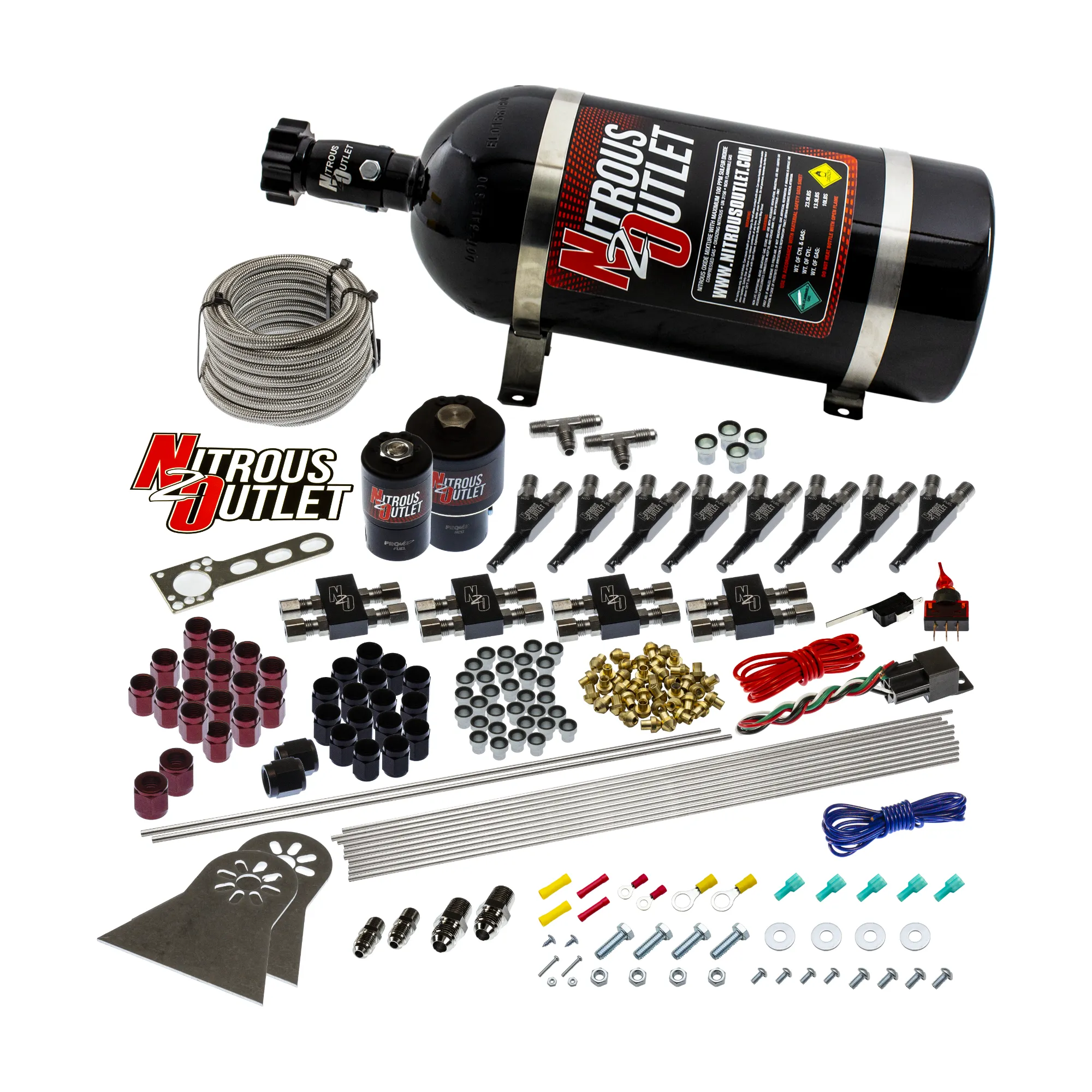 Nitrous Outlet 8 Cylinder Direct Port System - Two .178 Trashcan Nitrous Solenoids/Two .310 Fuel Solenoids/Compact Distrib...