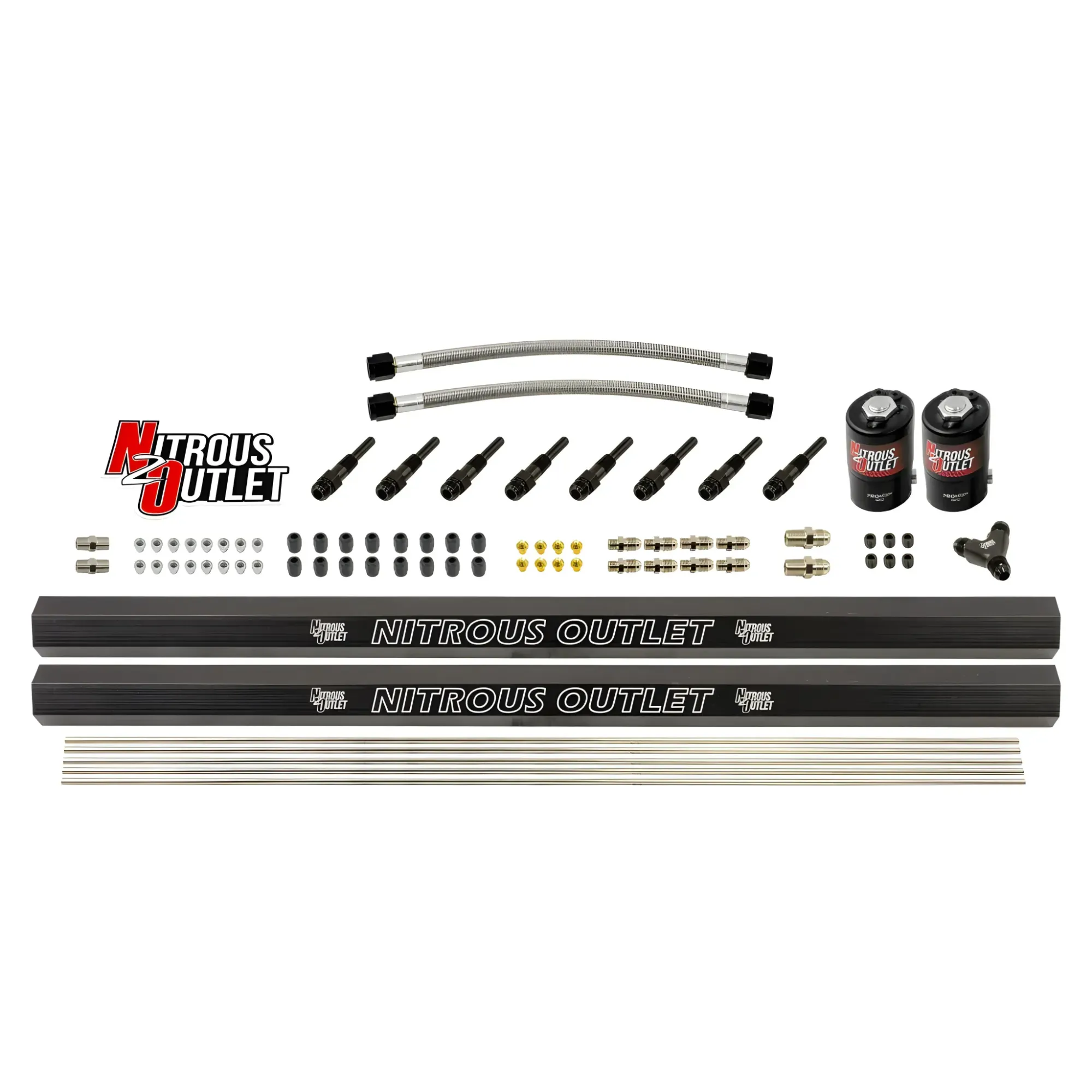 Nitrous Outlet Dry 8 Cylinder Solenoid Forward Direct Port Conversion Kit - Two .122 Nitrous Solenoid/Two Injection Rails/...