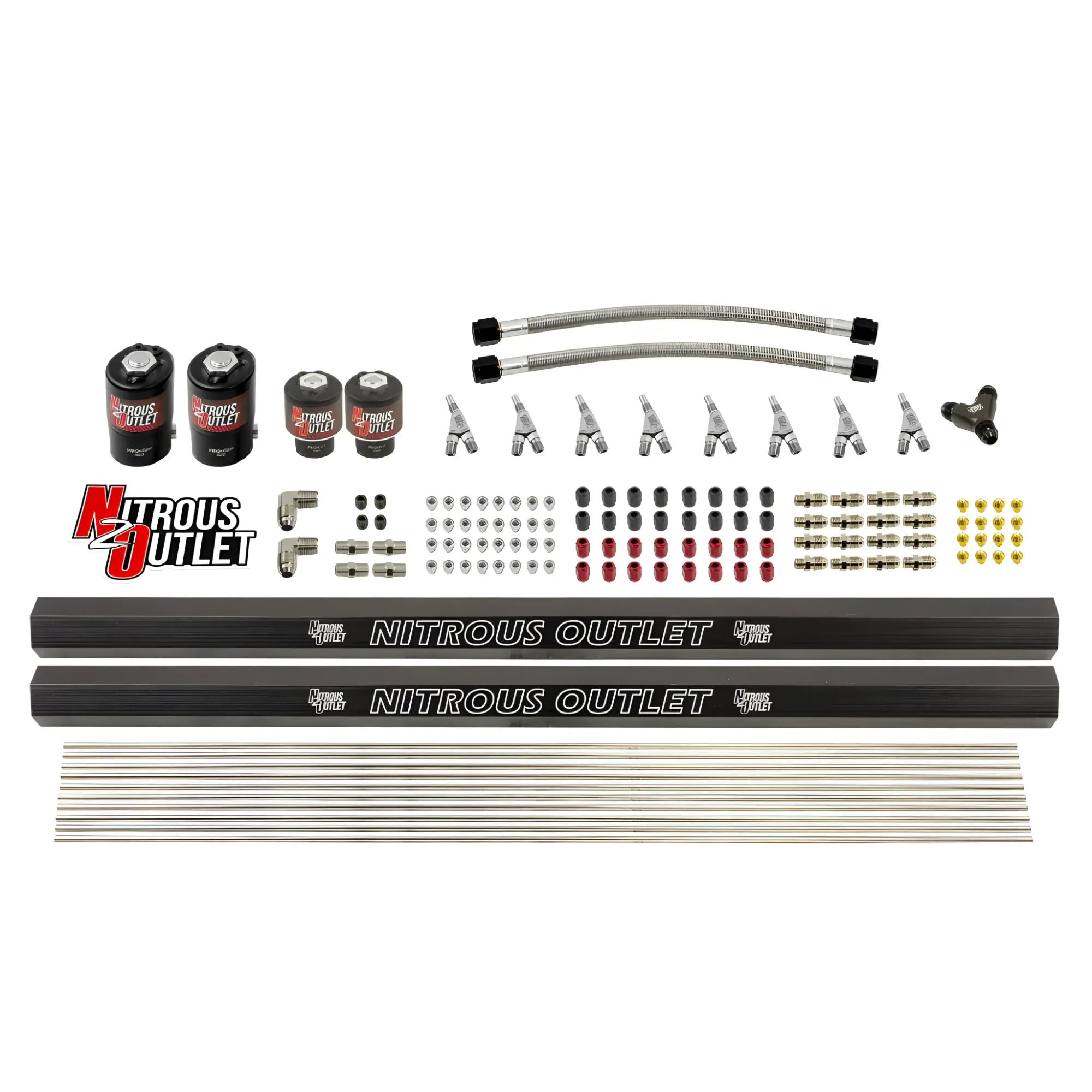 Nitrous Outlet 8 Cylinder Solenoids Forward Direct Port Conversion Kit - Two .122 Nitrous Solenoid/Two .177 Fuel Solenoid/...