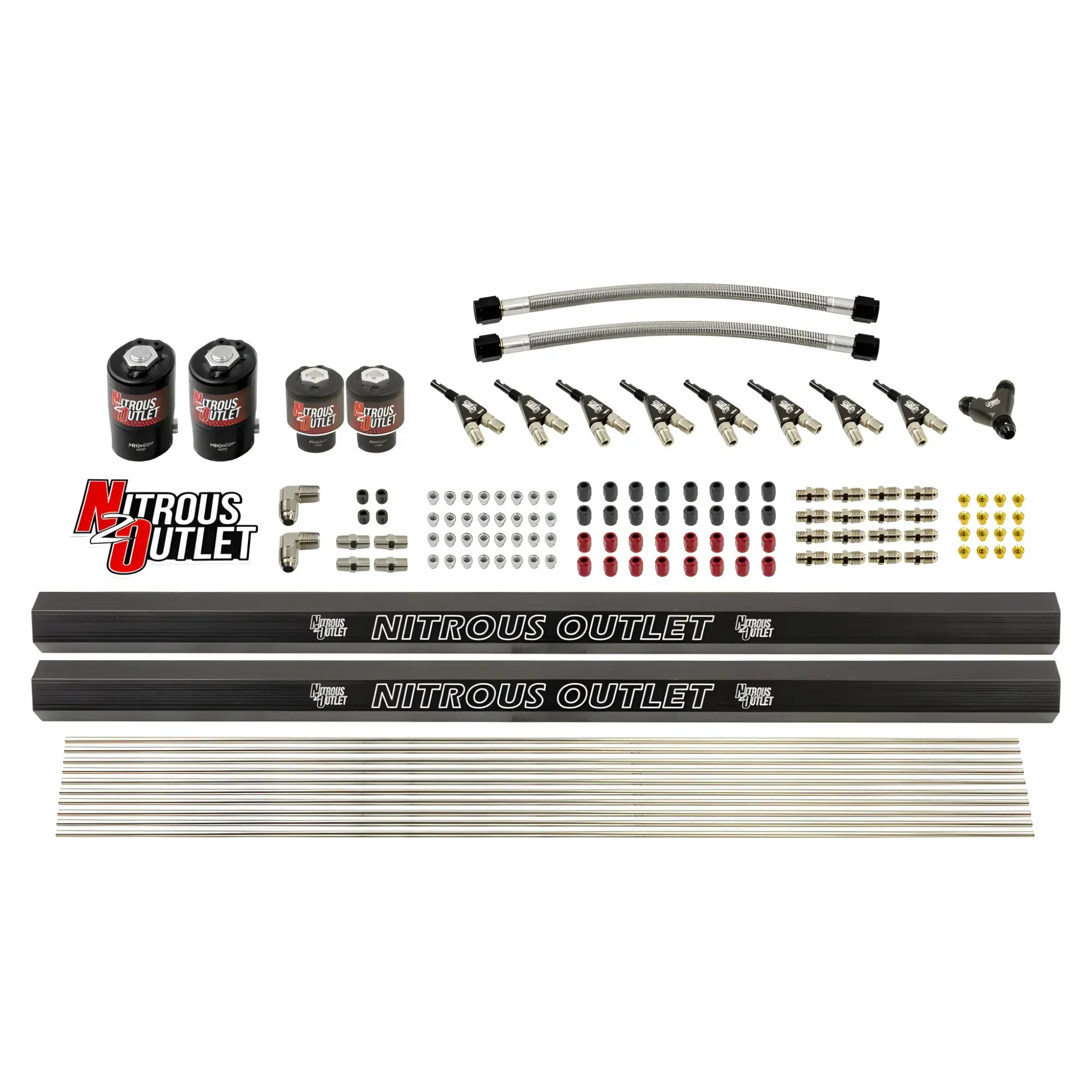 Nitrous Outlet 8 Cylinder Solenoids Forward Direct Port Conversion Kit - Two .122 Nitrous Solenoid/Two .177 Fuel Solenoid/...