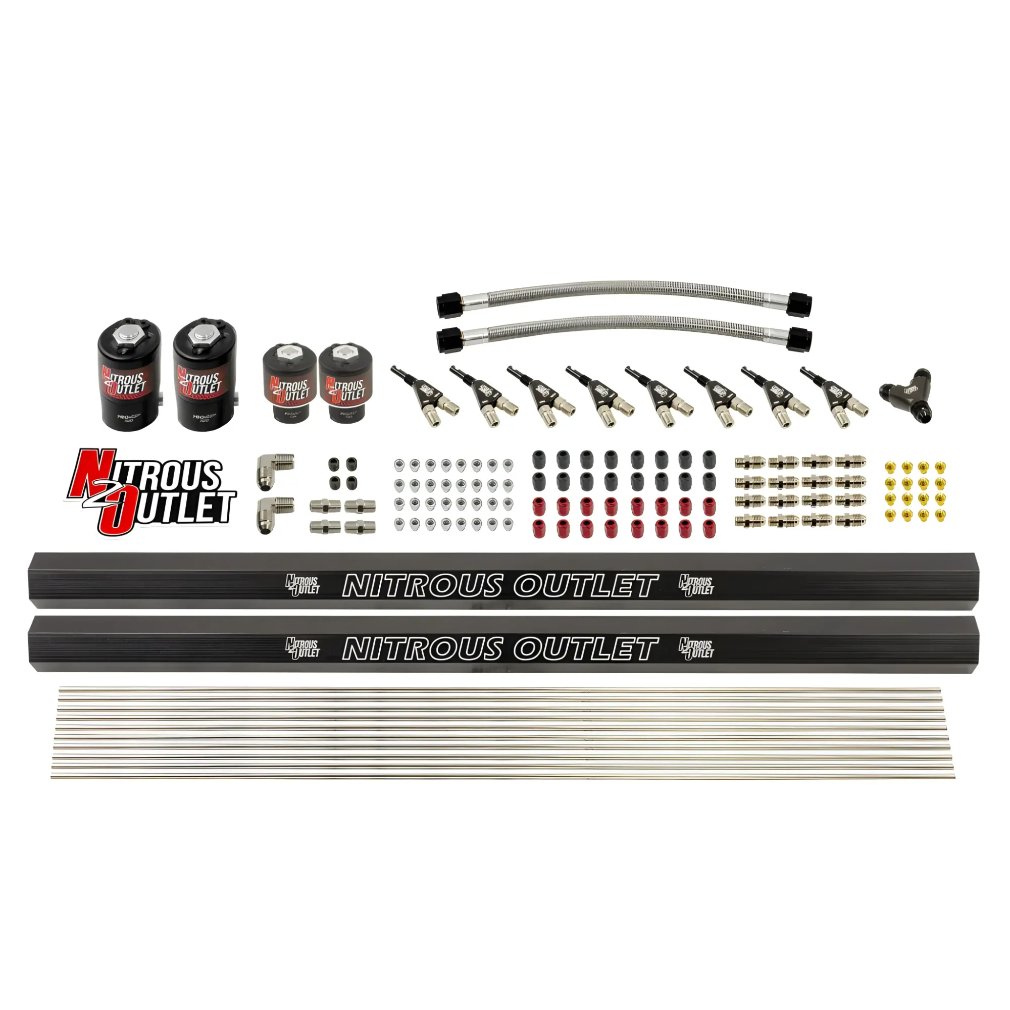 Nitrous Outlet 8 Cylinder Solenoids Forward Direct Port Conversion Kit - Two .112 Nitrous Solenoid/Two .177 Fuel Solenoid/...