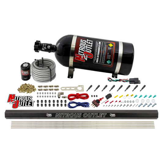 Nitrous Outlet Dry 8 Cylinder Direct Port System - .122 Nitrous Solenoid/Injection Rail/90 Degree Discharge Nozzles (100-4...