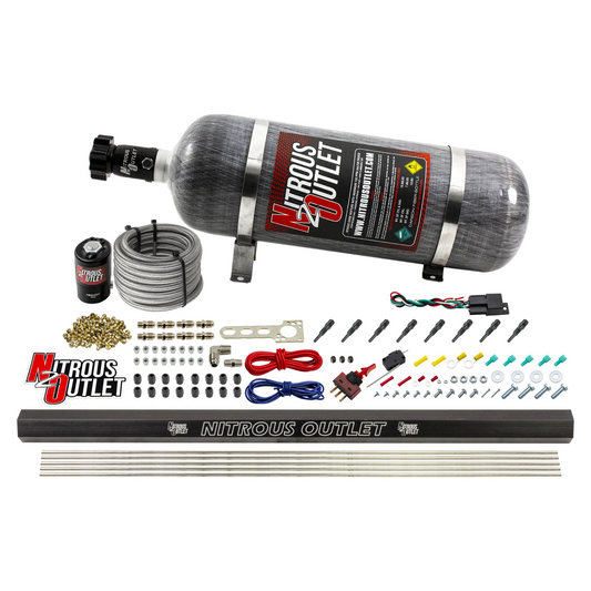 Nitrous Outlet Dry 8 Cylinder Direct Port System - .122 Nitrous Solenoid/Injection Rail/90 Degree Discharge Nozzles (100-4...