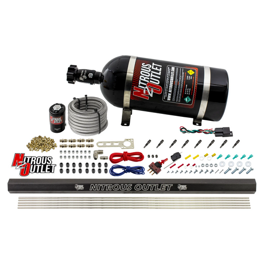 Nitrous Outlet Dry 8 Cylinder Direct Port System - .122 Nitrous Solenoid/Injection Rail/SBT Discharge Nozzles (100-400HP)(...