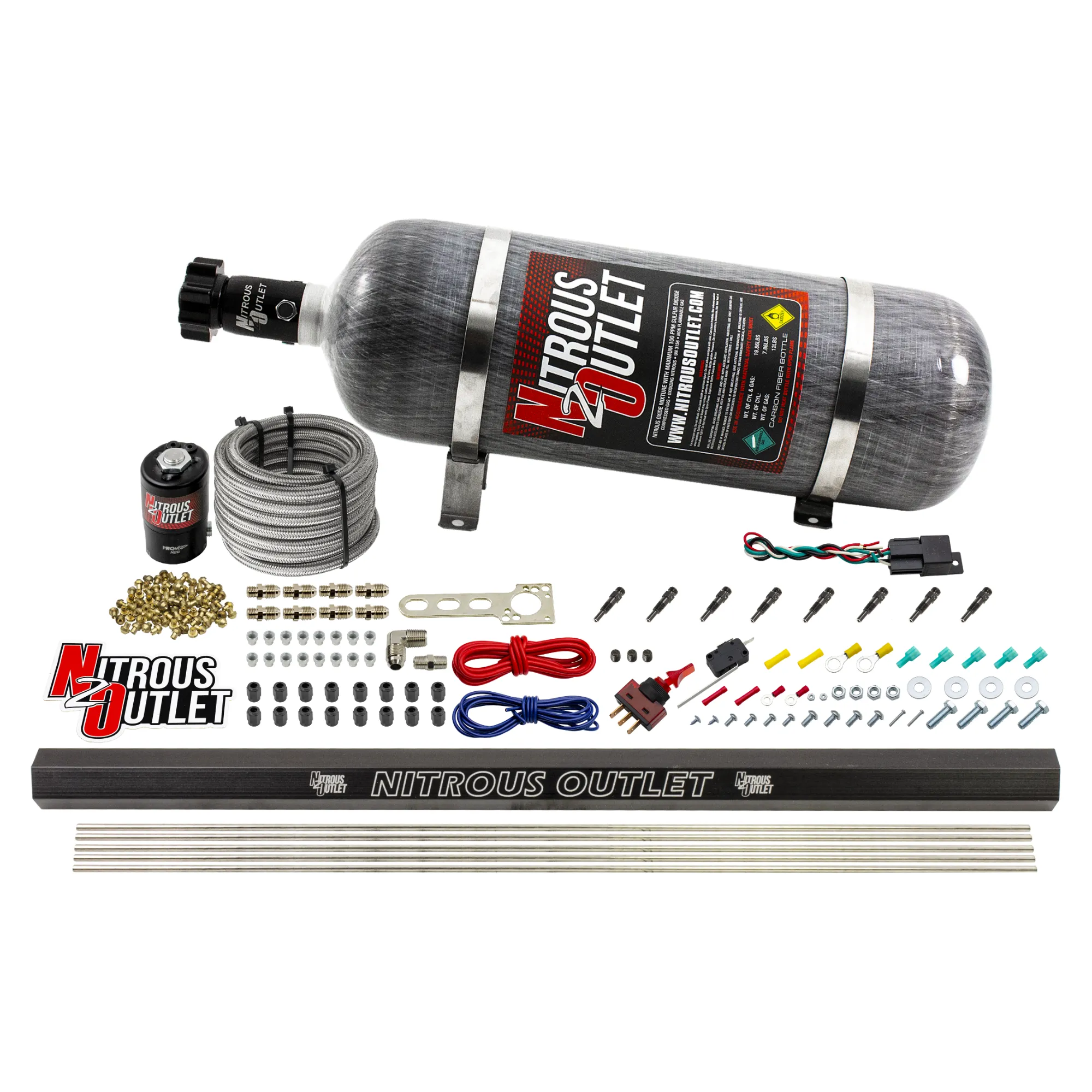 Nitrous Outlet Dry 8 Cylinder Direct Port System - .122 Nitrous Solenoid/Injection Rail/SBT Discharge Nozzles (100-400HP)(...