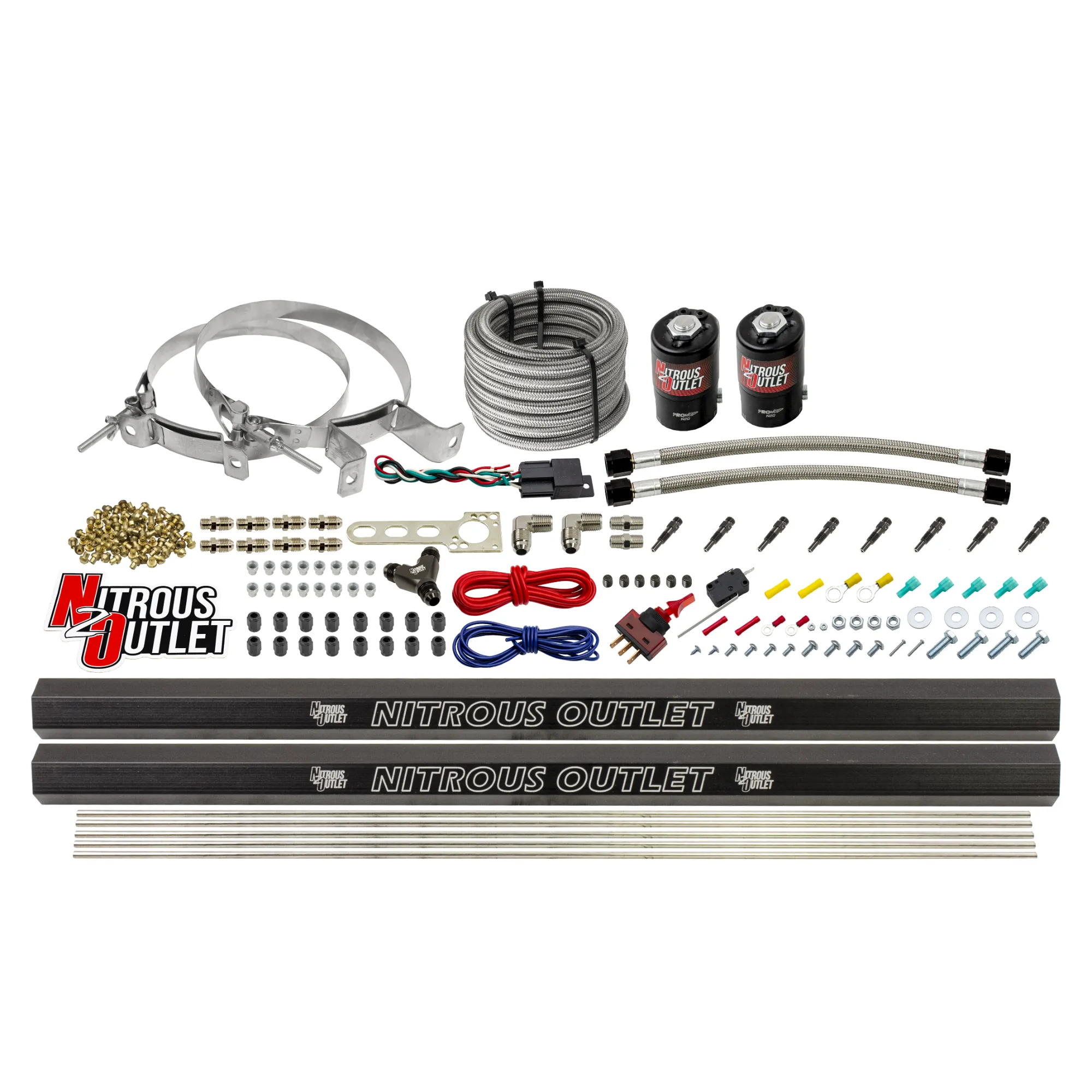 Nitrous Outlet Dry 8 Cylinder Direct Port System - Two .122 Nitrous Solenoids/Two Injection Rails/90 Degree Discharge Nozz...