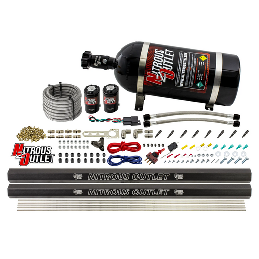 Nitrous Outlet Dry 8 Cylinder Direct Port System - Two .122 Nitrous Solenoids/Two Injection Rails/90 Degree Discharge Nozz...