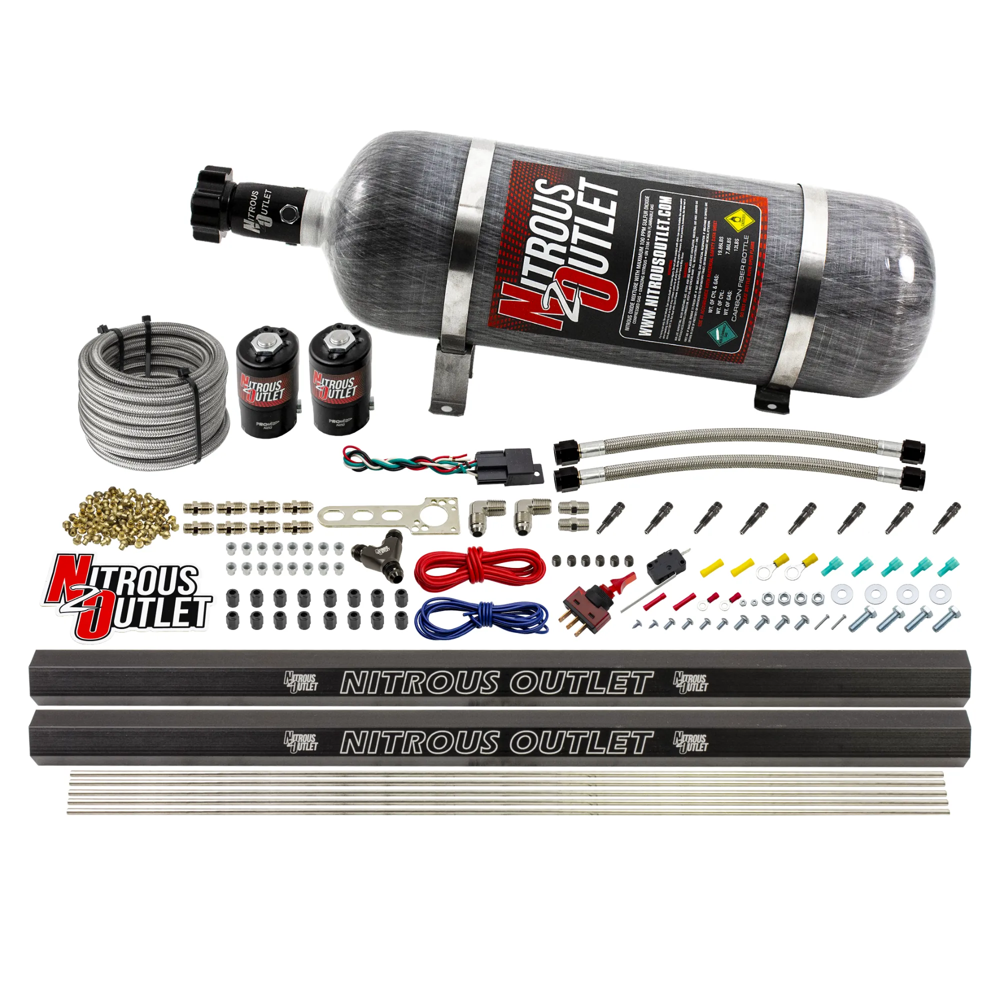 Nitrous Outlet Dry 8 Cylinder Direct Port System - Two .122 Nitrous Solenoids/Two Injection Rails/90 Degree Discharge Nozz...