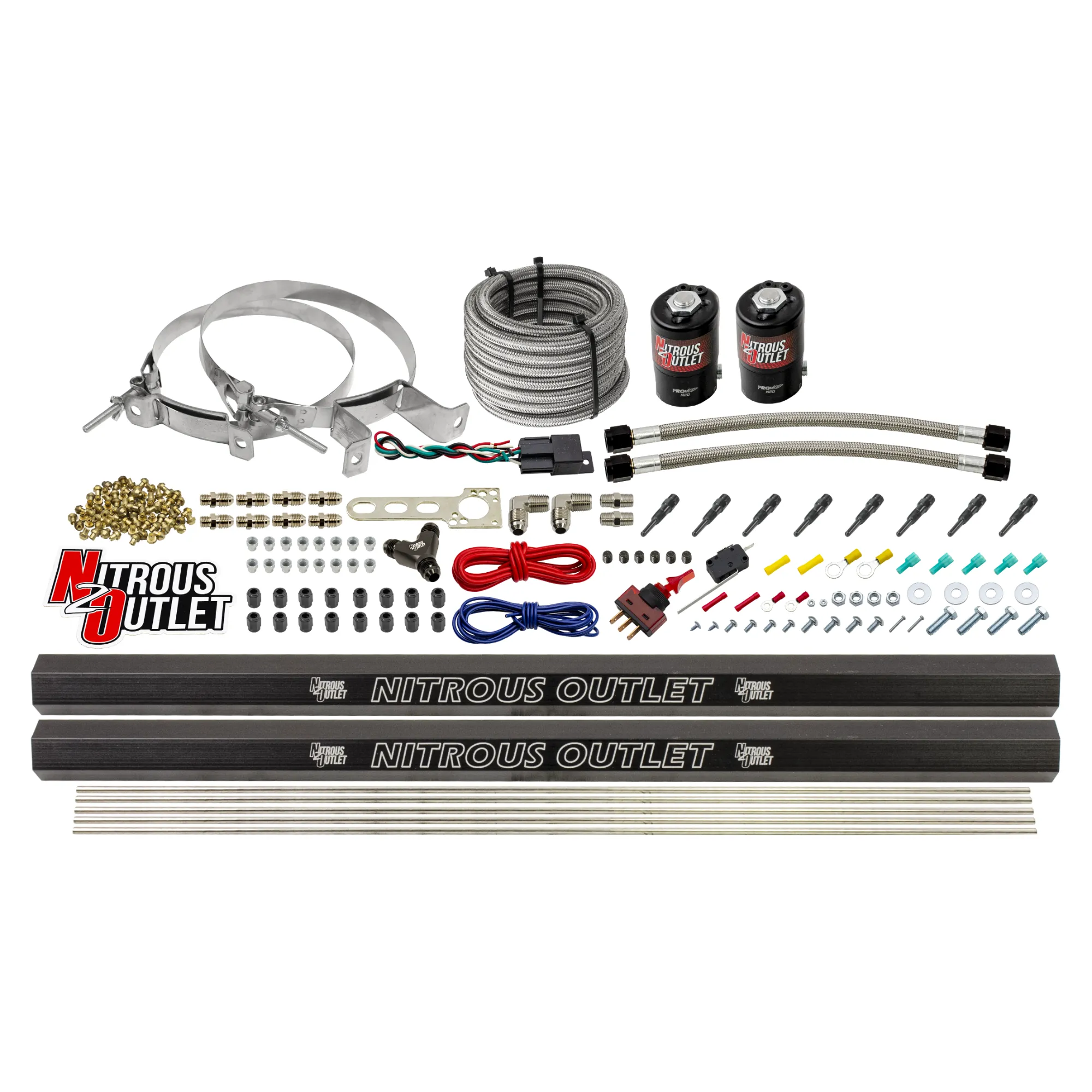 Nitrous Outlet Dry 8 Cylinder Direct Port System - Two .122 Nitrous Solenoids/Two Injection Rails/SBT Discharge Nozzles (1...