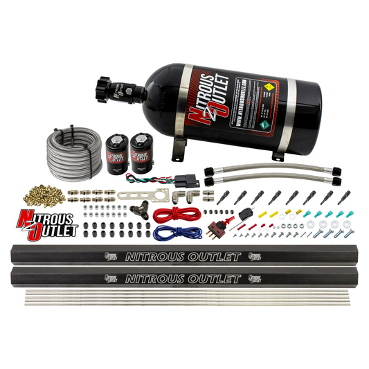 Nitrous Outlet Dry 8 Cylinder Direct Port System - Two .122 Nitrous Solenoids/Two Injection Rails/SBT Discharge Nozzles (1...