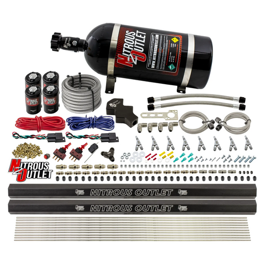 Nitrous Outlet Dry 8 Cylinder Direct Port System - Four .122 Nitrous Solenoids/Two Dual Passage Injection Rails/SBT Dual P...