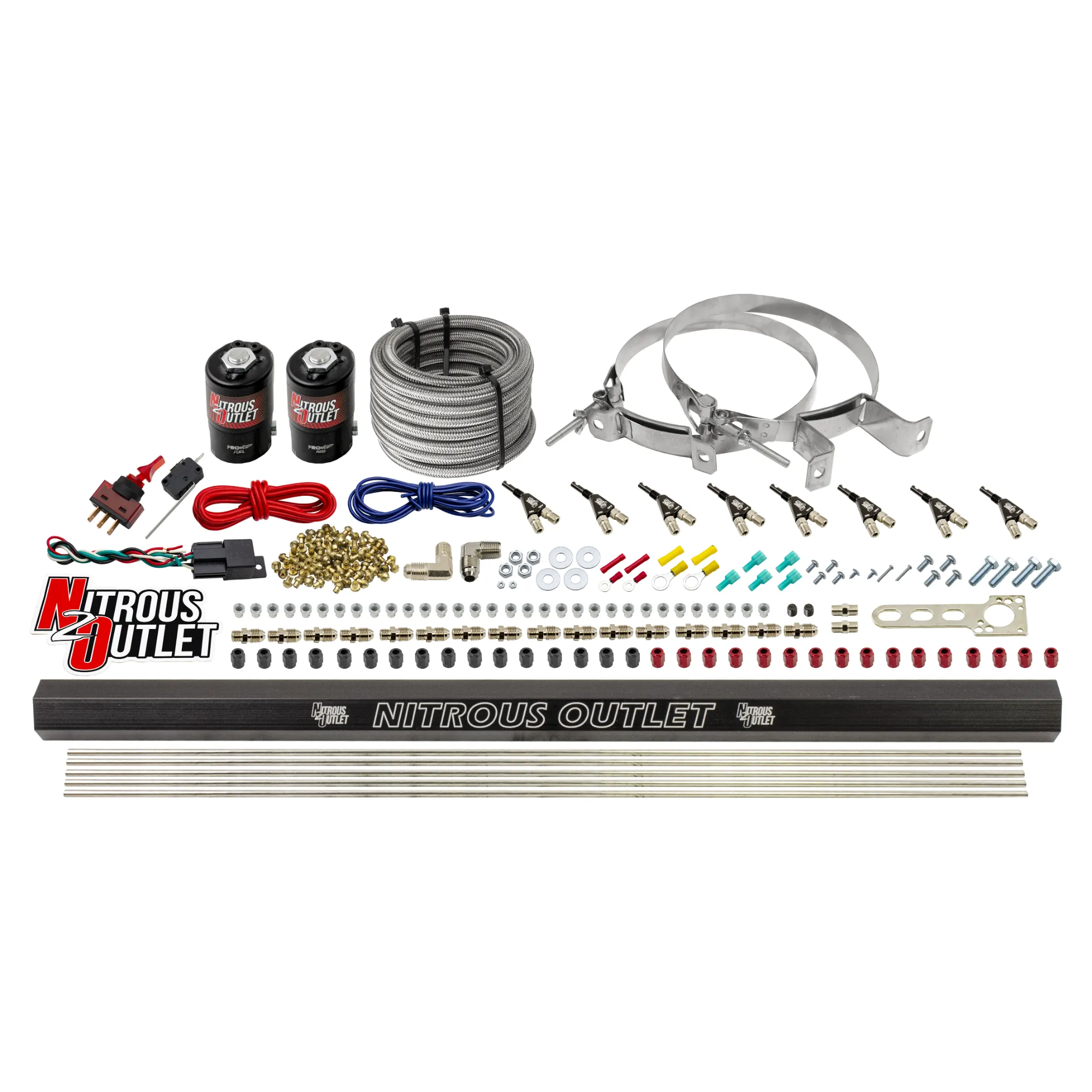 Nitrous Outlet 8 Cylinder Direct Port System - .122 Nitrous Solenoid/.310 Fuel Solenoid/Dual Passage Injection Rail/90 Deg...