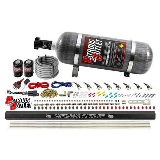 Nitrous Outlet 8 Cylinder Direct Port System - .122 Nitrous Solenoid/.310 Fuel Solenoid/Dual Passage Injection Rail/90 Deg...
