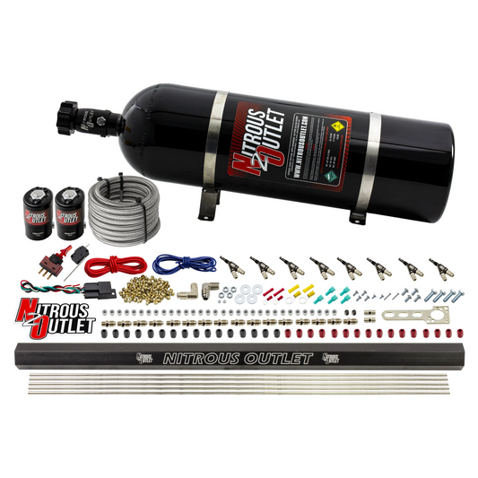Nitrous Outlet 8 Cylinder Direct Port System - .122 Nitrous Solenoid/.310 Fuel Solenoid/Dual Passage Injection Rail/90 Deg...