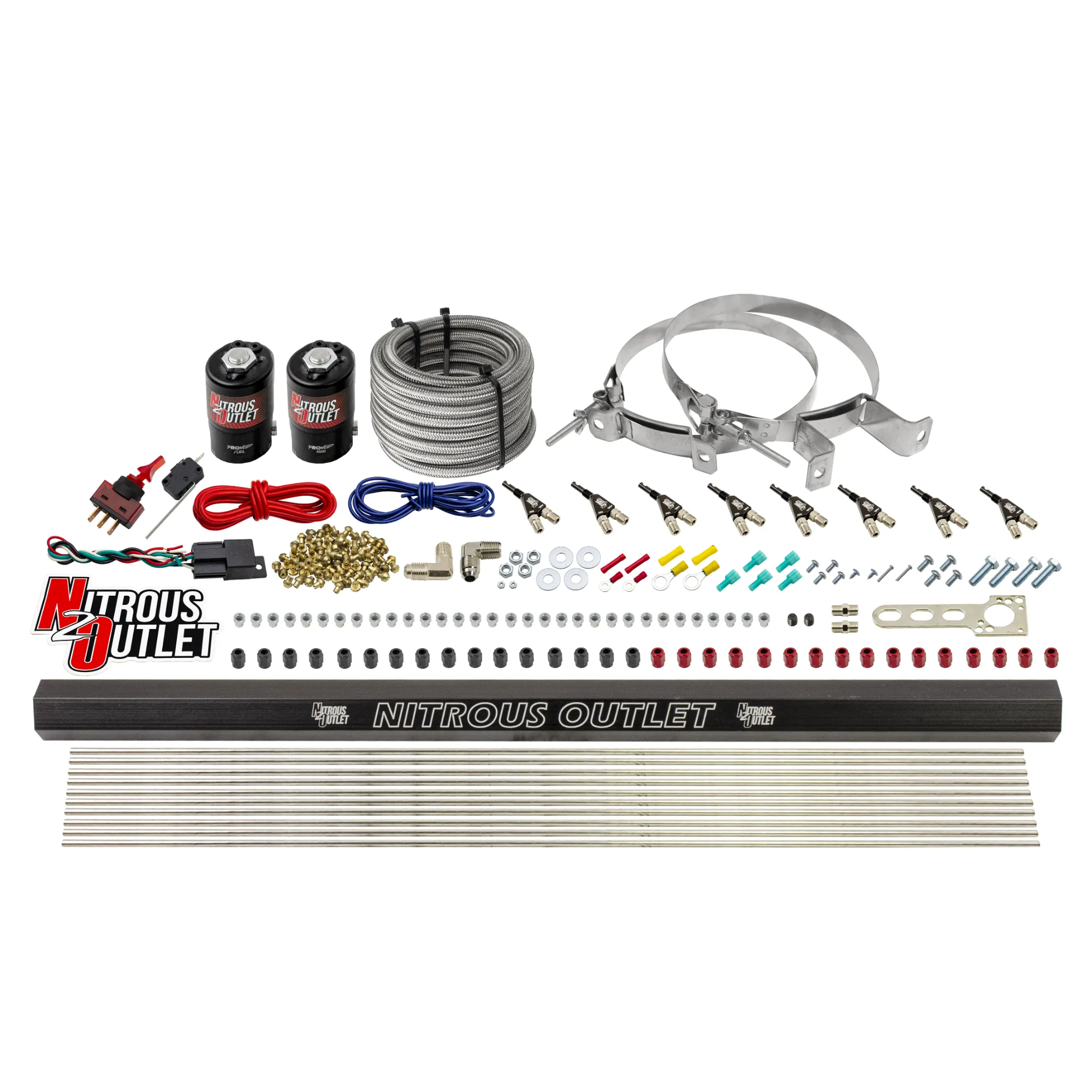 Nitrous Outlet 8 Cylinder Direct Port System - .122 Nitrous Solenoid/.310 Fuel Solenoid/Dual Passage Injection Rail/90 Deg...