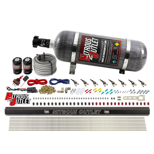 Nitrous Outlet 8 Cylinder Direct Port System - .122 Nitrous Solenoid/.310 Fuel Solenoid/Dual Passage Injection Rail/90 Deg...