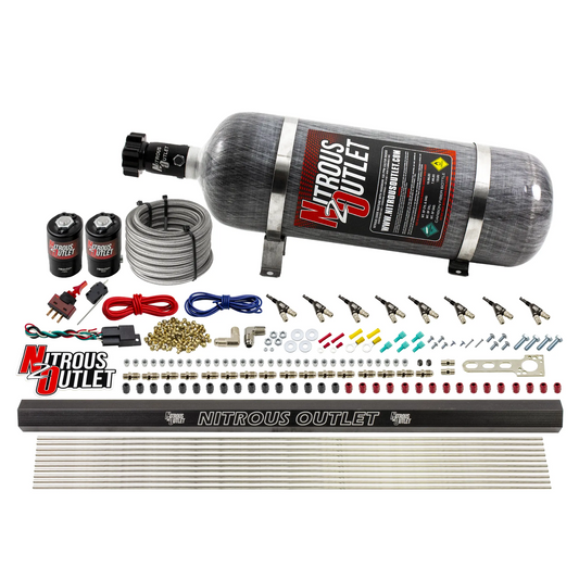 Nitrous Outlet 8 Cylinder Direct Port System - .122 Nitrous Solenoid/.310 Fuel Solenoid/Dual Passage Injection Rail/90 Deg...