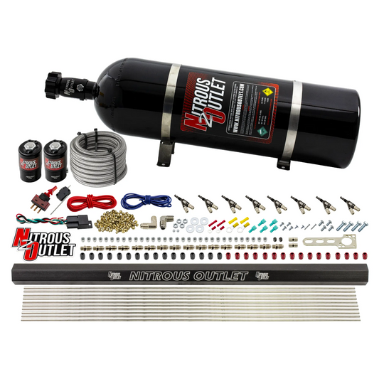 Nitrous Outlet 8 Cylinder Direct Port System - .122 Nitrous Solenoid/.310 Fuel Solenoid/Dual Passage Injection Rail/90 Deg...