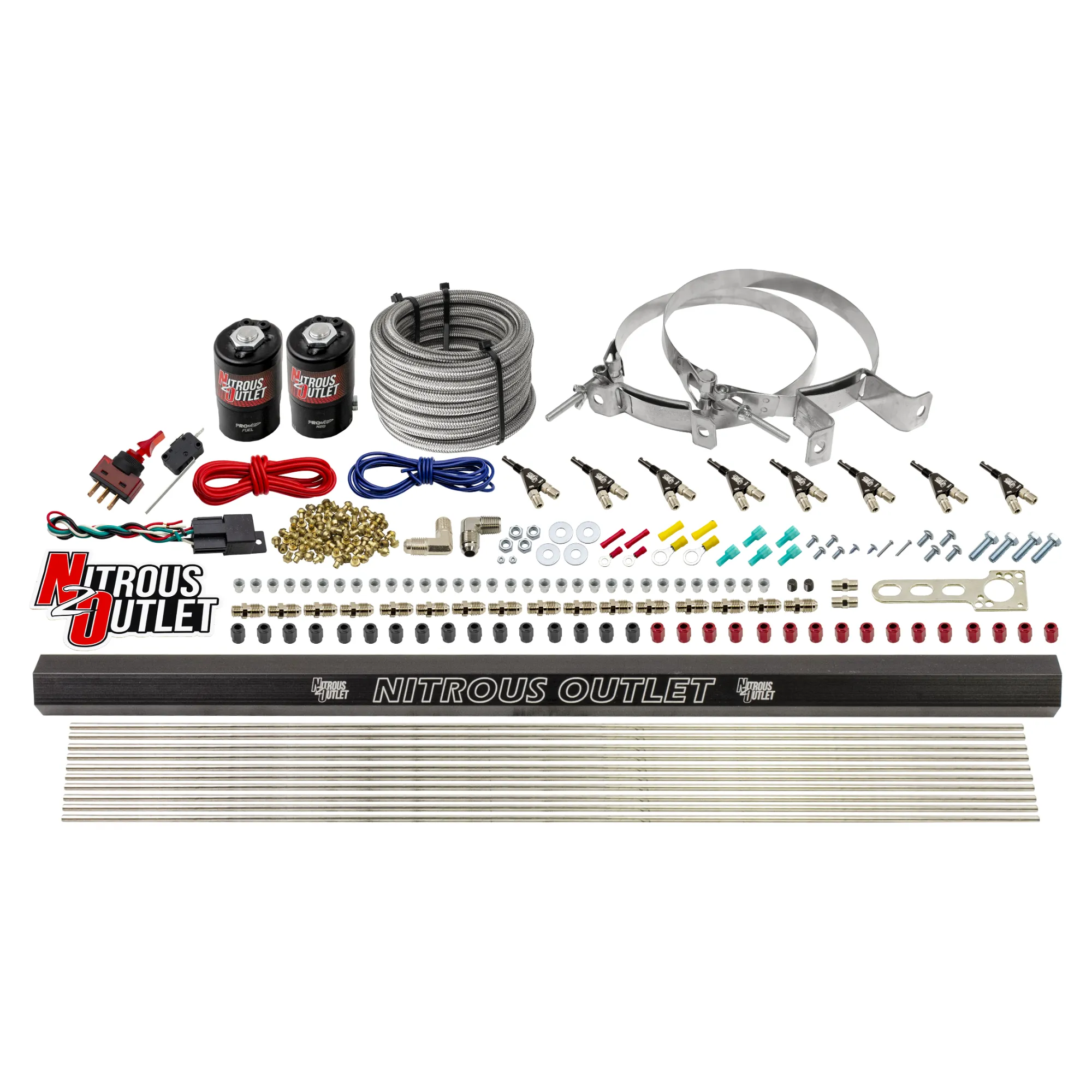 Nitrous Outlet 8 Cylinder Direct Port System - .122 Nitrous Solenoid/.310 Fuel Solenoid/Dual Passage Injection Rail/90 Deg...