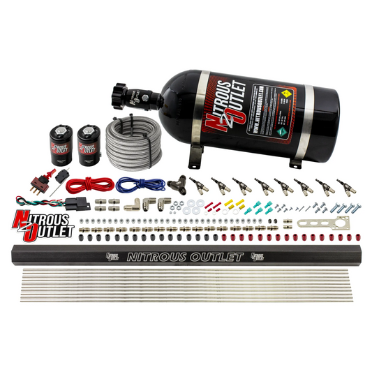 Nitrous Outlet 8 Cylinder Direct Port System - .122 Nitrous Solenoid/.310 Fuel Solenoid/Dual Passage Injection Rail/90 Deg...