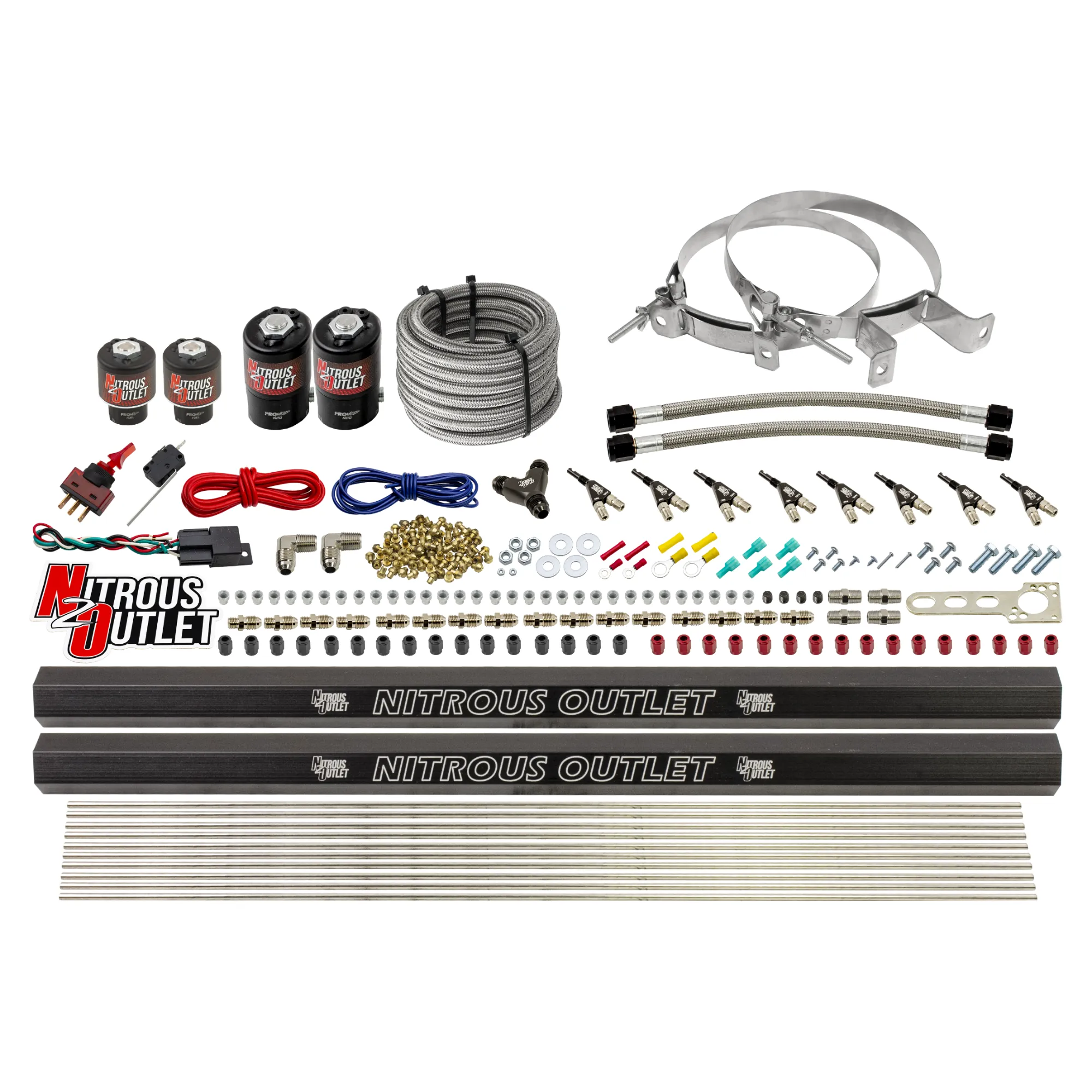 Nitrous Outlet 8 Cylinder Direct Port System - Two .112 Nitrous Solenoids/Two .177 Fuel Solenoids/Two Dual Passage Injecti...