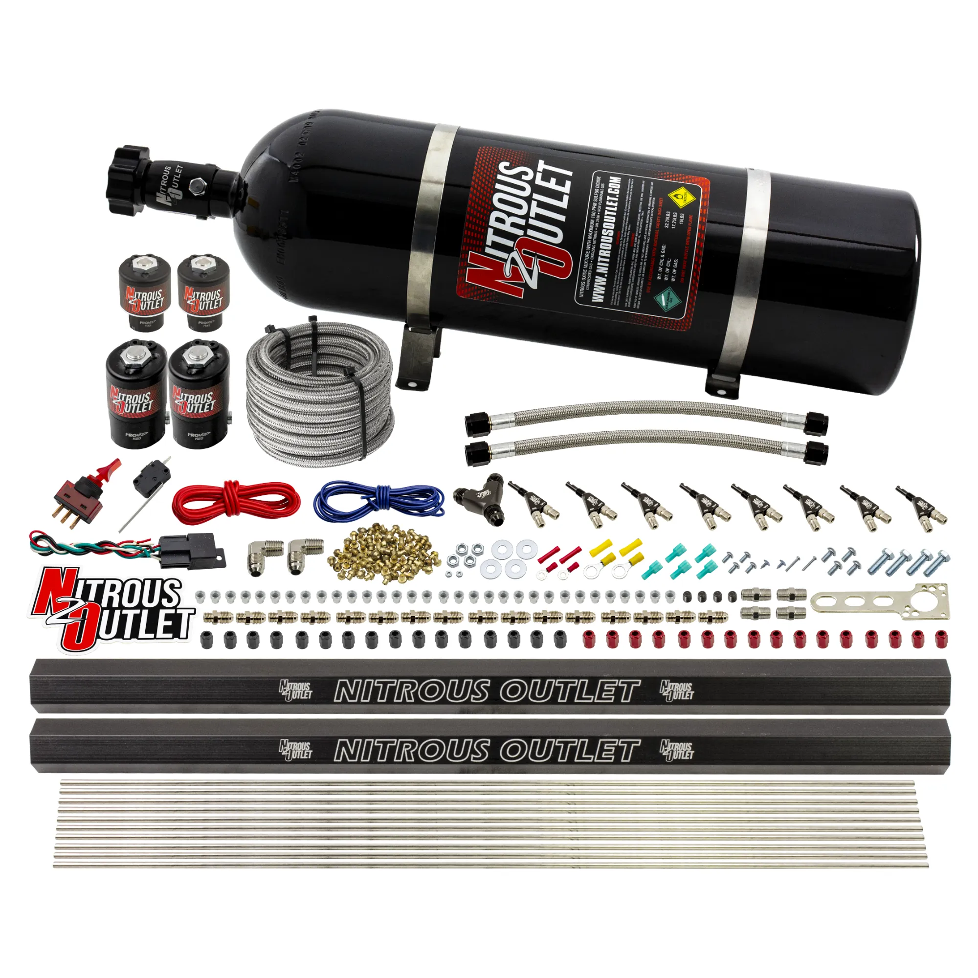 Nitrous Outlet 8 Cylinder Direct Port System - Two .112 Nitrous Solenoids/Two .177 Fuel Solenoids/Two Dual Passage Injecti...