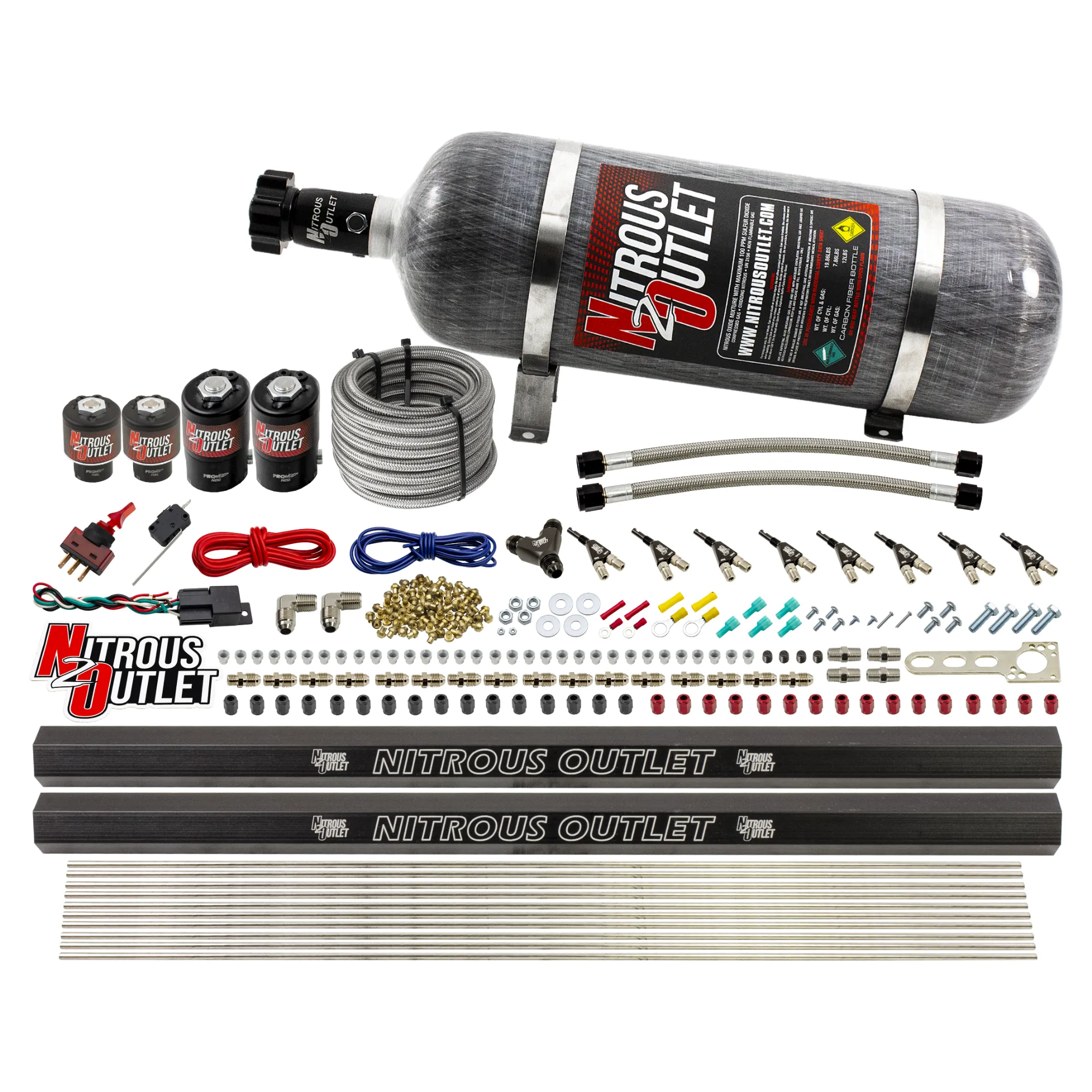 Nitrous Outlet 8 Cylinder Direct Port System - Two .112 Nitrous Solenoids/Two .177 Fuel Solenoids/Two Dual Passage Injecti...