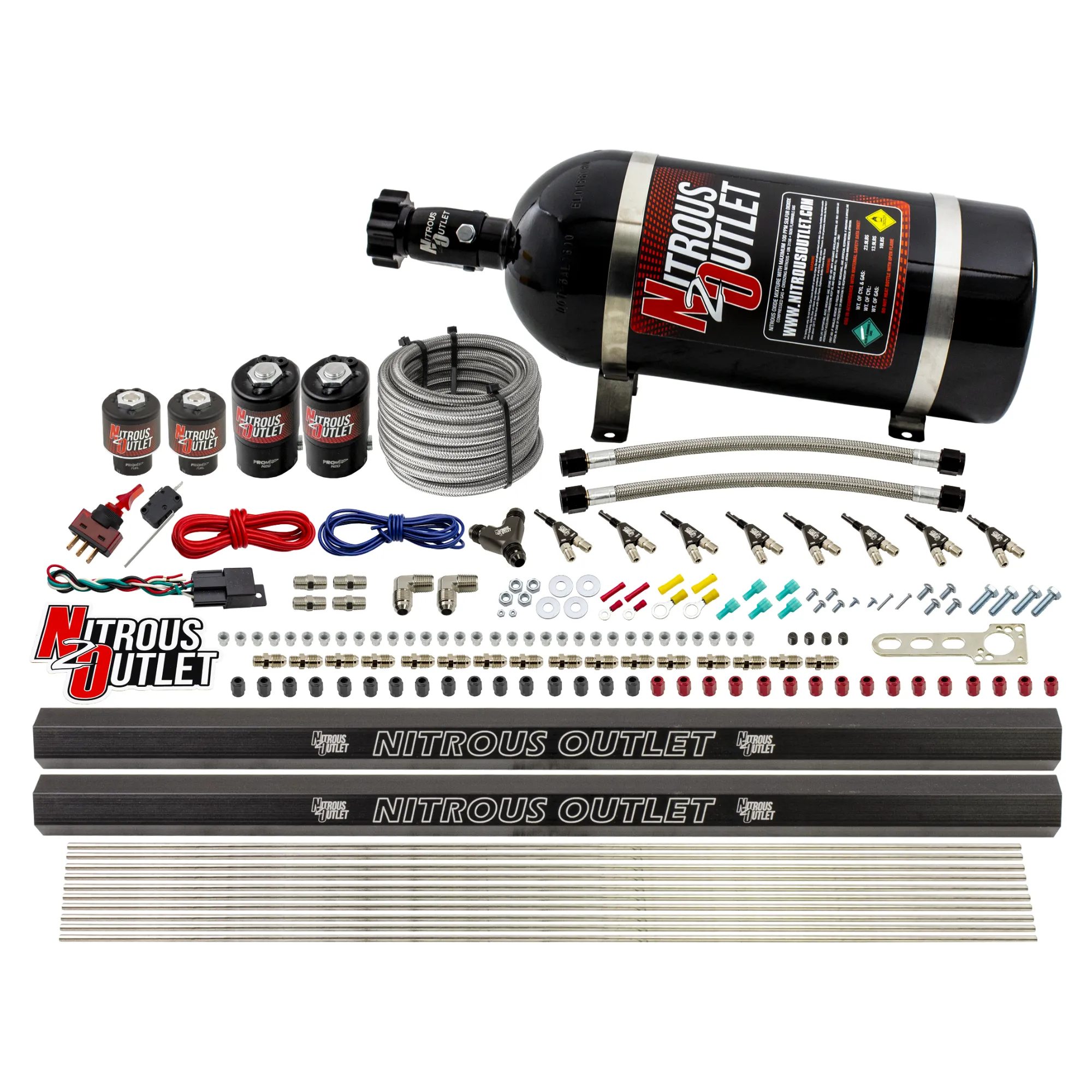 Nitrous Outlet 8 Cylinder Direct Port System - Two .122 Nitrous Solenoids/Two .177 Fuel Solenoids/Two Dual Passage Injecti...