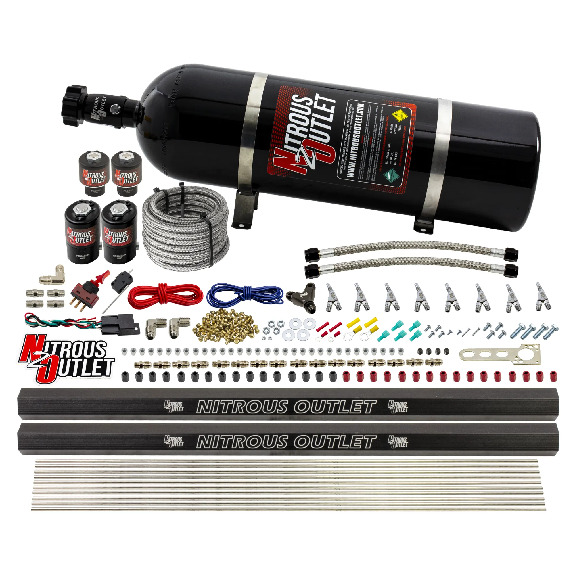 Nitrous Outlet 8 Cylinder Direct Port System - Two .122 Nitrous Solenoids/Two .177 Fuel Solenoids/Two Dual Passage Injecti...