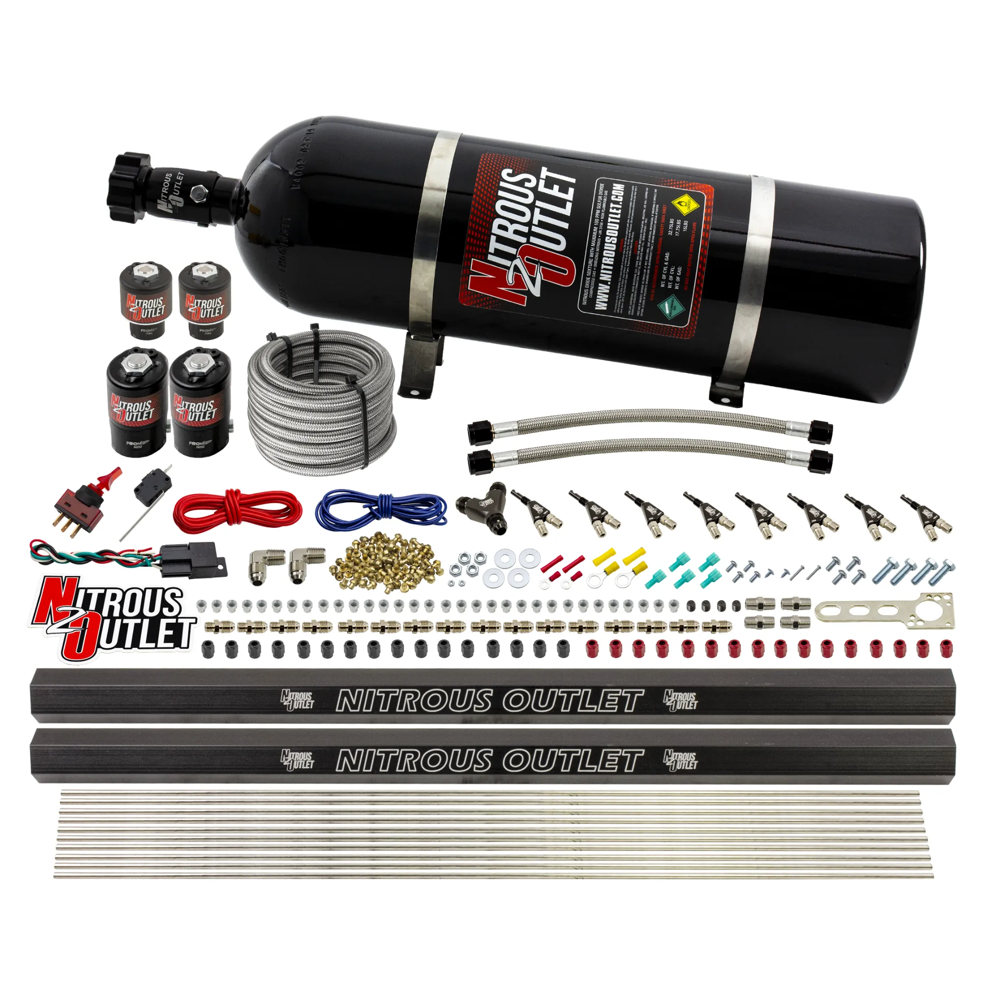 Nitrous Outlet 8 Cylinder Direct Port System - Two .112 Nitrous Solenoids/Two .177 Fuel Solenoids/Two Dual Passage Injecti...