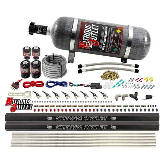 Nitrous Outlet 8 Cylinder Direct Port System - Two .122 Nitrous Solenoids/Two .177 Fuel Solenoids/Two Dual Passage Injecti...