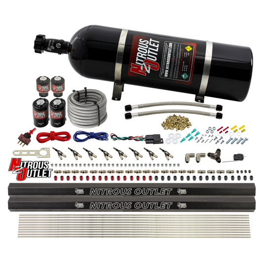 Nitrous Outlet 8 Cylinder Direct Port System - Two .122 Nitrous Solenoids/Two .177 Fuel Solenoids/Two Dual Passage Injecti...