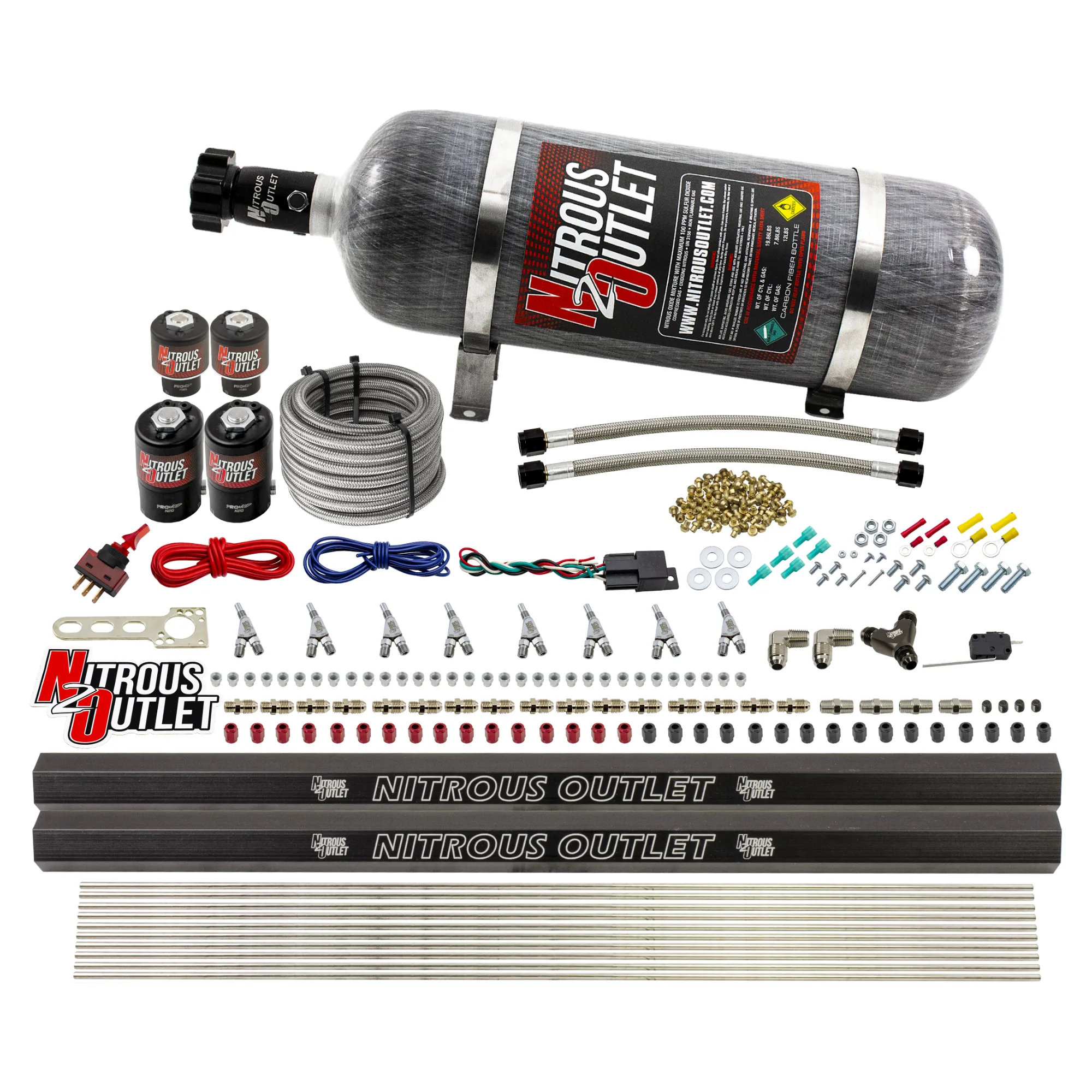 Nitrous Outlet 8 Cylinder Direct Port System - Two .122 Nitrous Solenoids/Two .177 Fuel Solenoids/Two Dual Passage Injecti...