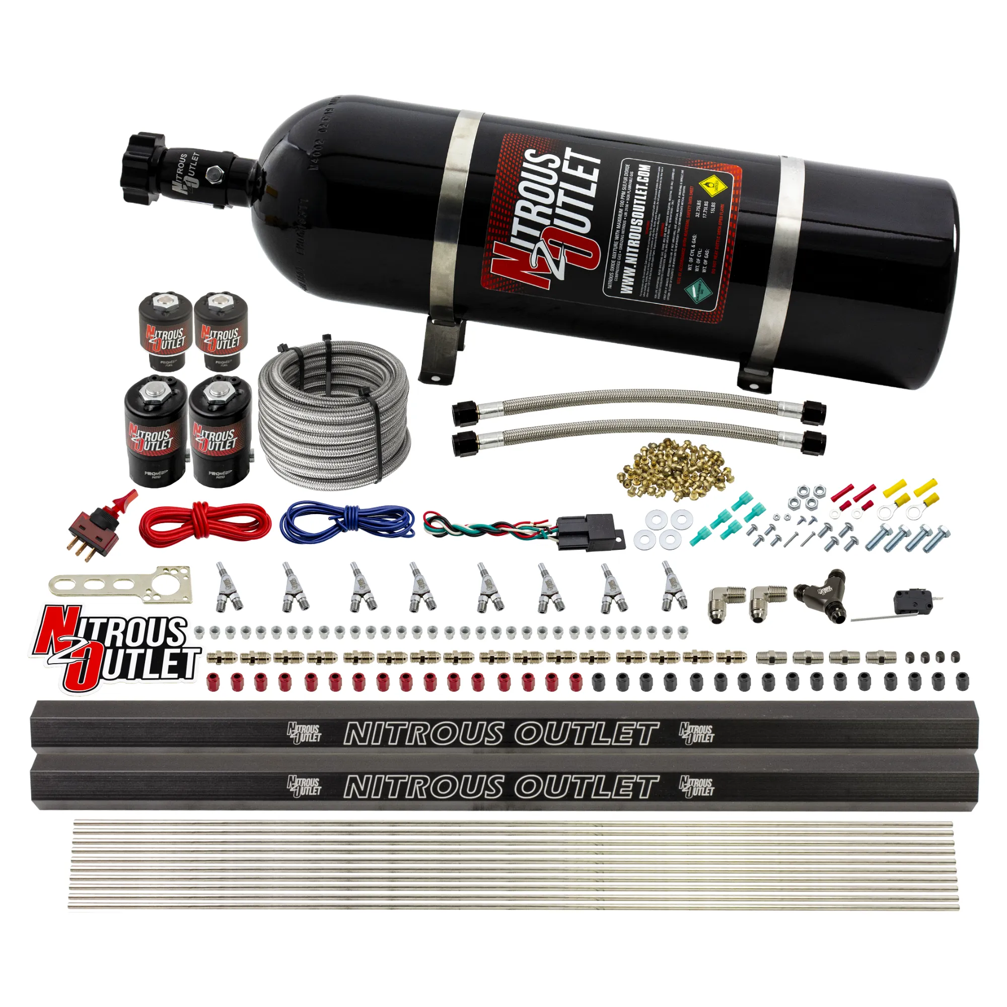 Nitrous Outlet 8 Cylinder Direct Port System - Two .122 Nitrous Solenoids/Two .177 Fuel Solenoids/Two Dual Passage Injecti...