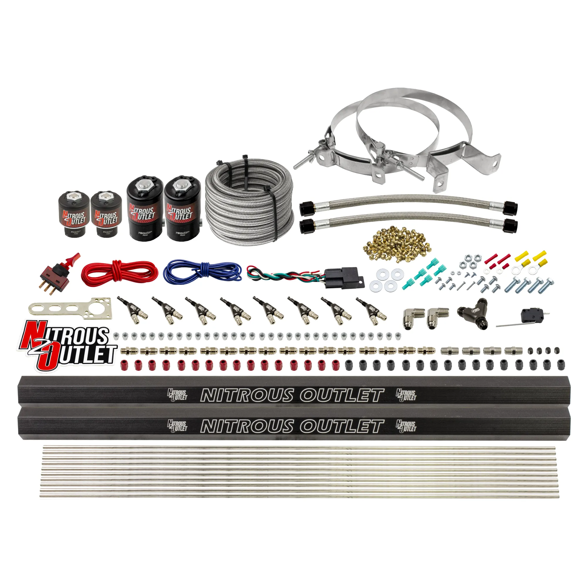Nitrous Outlet 8 Cylinder Direct Port System - Two .112 Nitrous Solenoids/Two .177 Fuel Solenoids/Two Dual Passage Injecti...