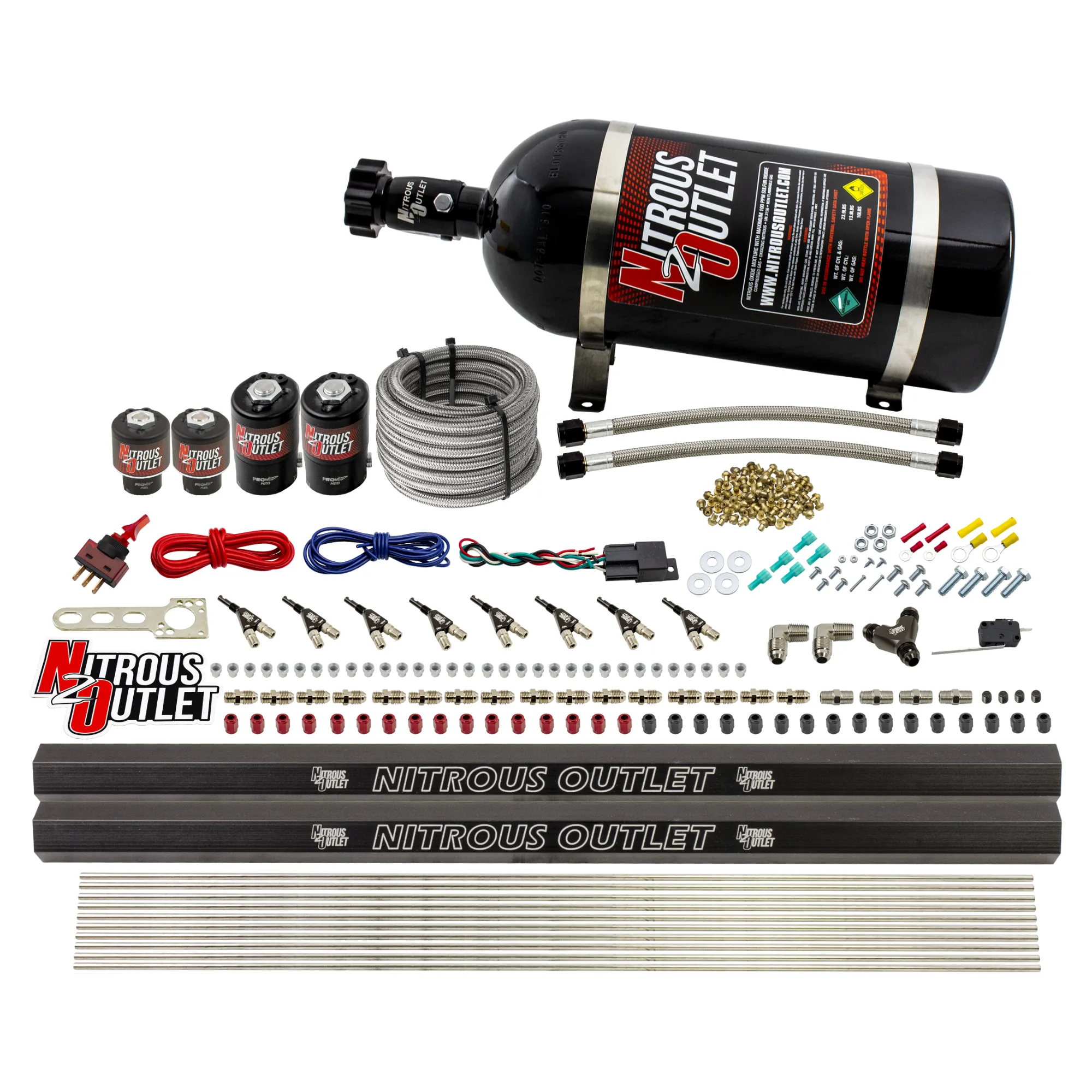 Nitrous Outlet 8 Cylinder Direct Port System - Two .112 Nitrous Solenoids/Two .177 Fuel Solenoids/Two Dual Passage Injecti...