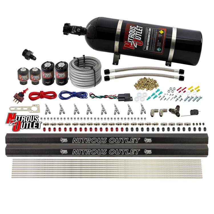 Nitrous Outlet 8 Cylinder Direct Port System - Two .112 Nitrous Solenoids/Two .177 Fuel Solenoids/Two Dual Passage Injecti...