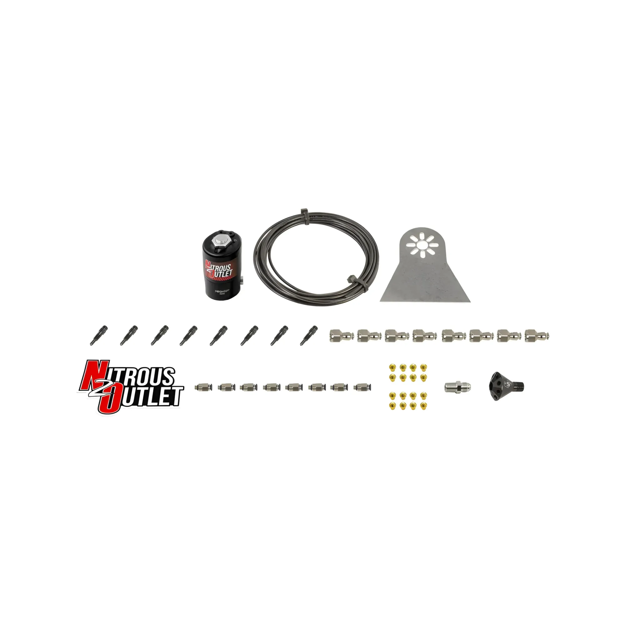 Nitrous Outlet Dry 8 Cylinder Solenoids forward Direct Port Conversion Kit  - .122 Nitrous Solenoid/Nylon Hose/Showerhead ...