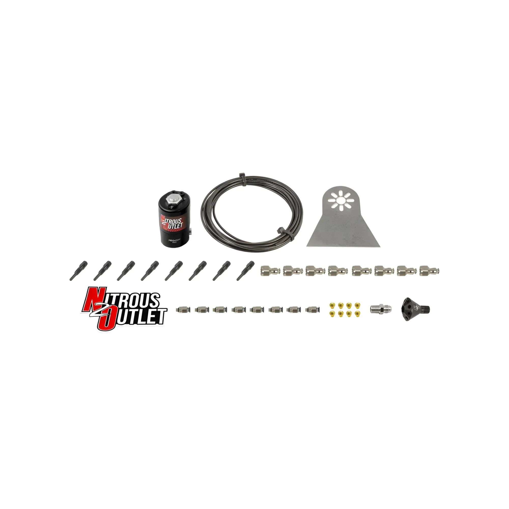 Nitrous Outlet Dry 8 Cylinder Solenoids forward Direct Port Conversion Kit  - .112 Nitrous Solenoid/Nylon Hose/Showerhead ...