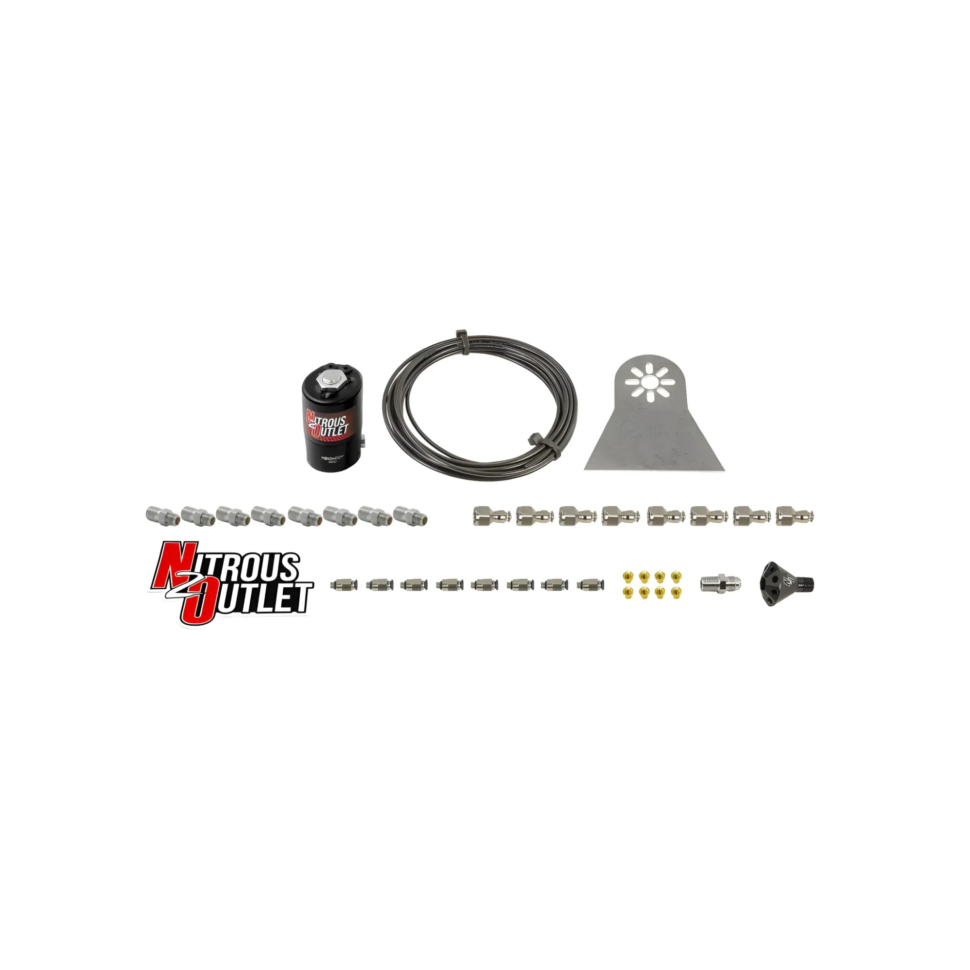 Nitrous Outlet Dry 8 Cylinder Solenoids forward Direct Port Conversion Kit  - .112 Nitrous Solenoid/Nylon Hose/Showerhead ...