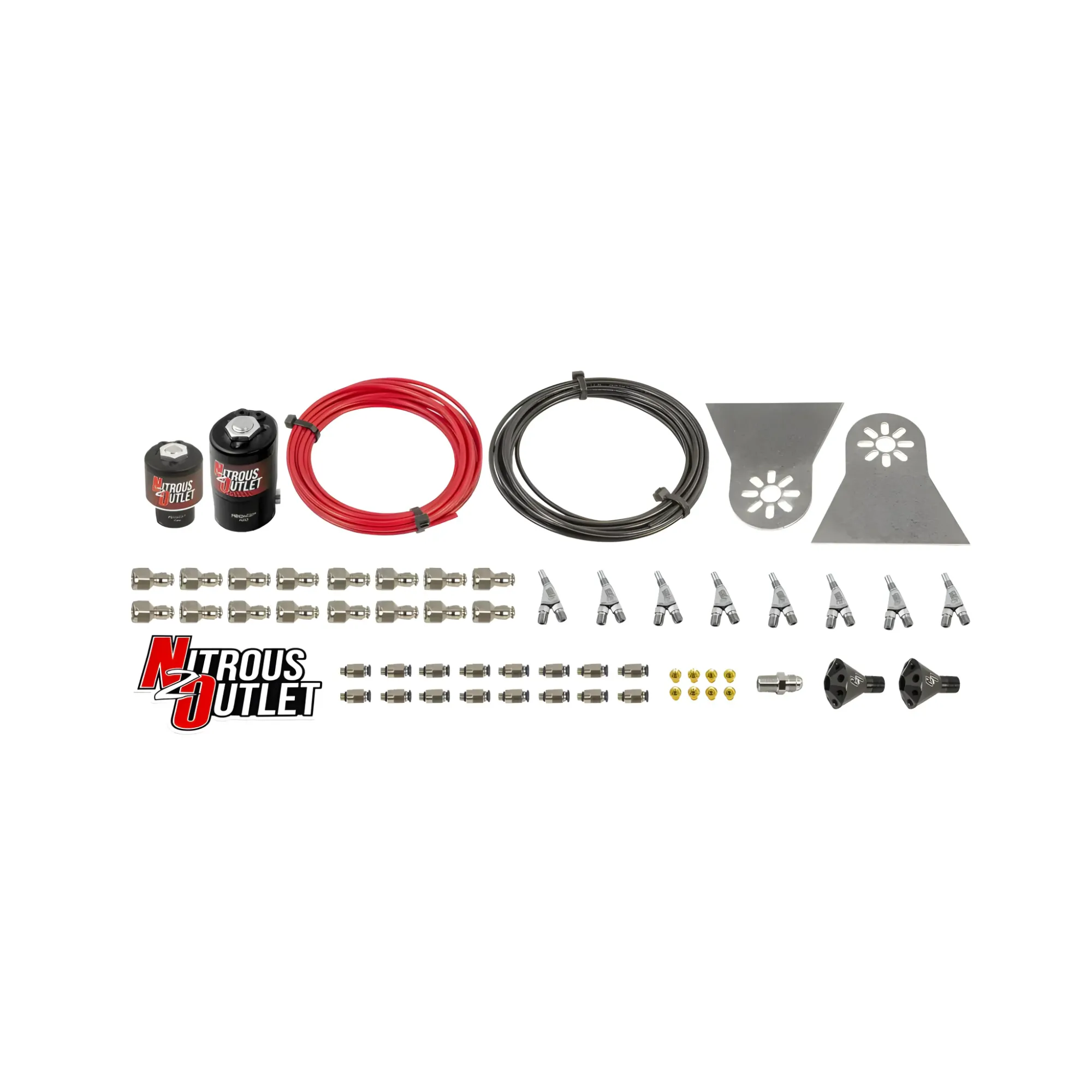 Nitrous Outlet 8 Cylinder Solenoids forward Direct Port Conversion Kit  - .112 Nitrous Solenoid/.177 Fuel Solenoid/Nylon H...