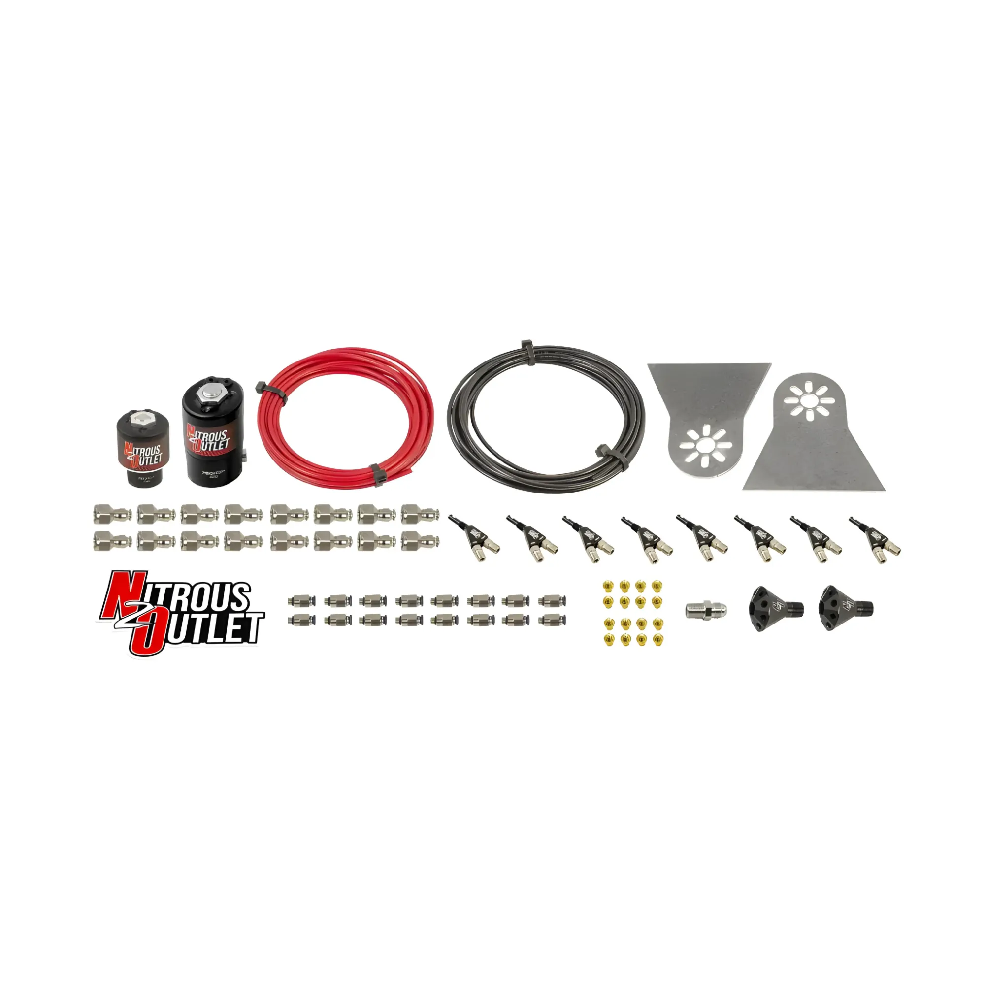 Nitrous Outlet 8 Cylinder Solenoids forward Direct Port Conversion Kit  - .112 Nitrous Solenoid/.177 Fuel Solenoid/Nylon H...
