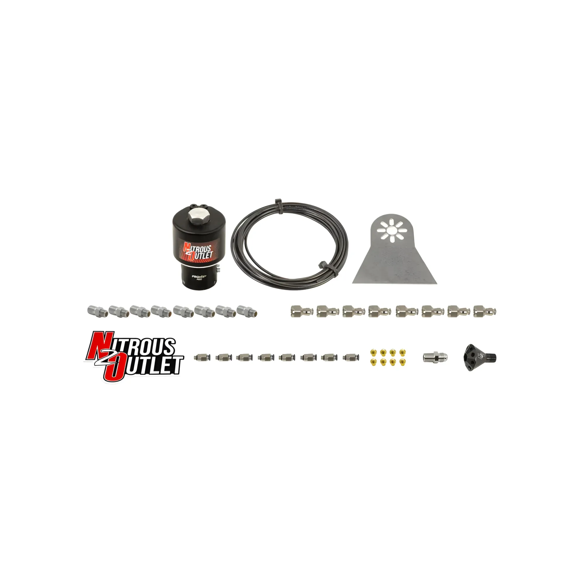 Nitrous Outlet Dry 8 Cylinder Solenoids Forward Direct Port Conversion Kit  - .178 Trashcan Nitrous Solenoid/Nylon Hose/Sh...