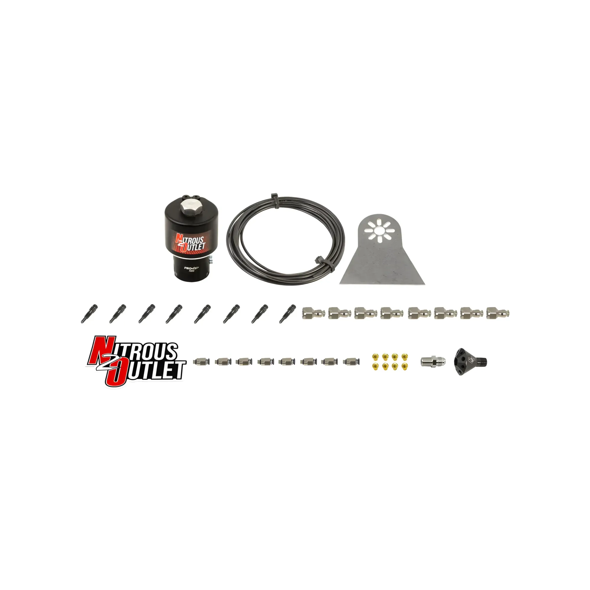 Nitrous Outlet Dry 8 Cylinder Solenoids Forward Direct Port Conversion Kit  - .178 Trashcan Nitrous Solenoid/Nylon Hose/Sh...