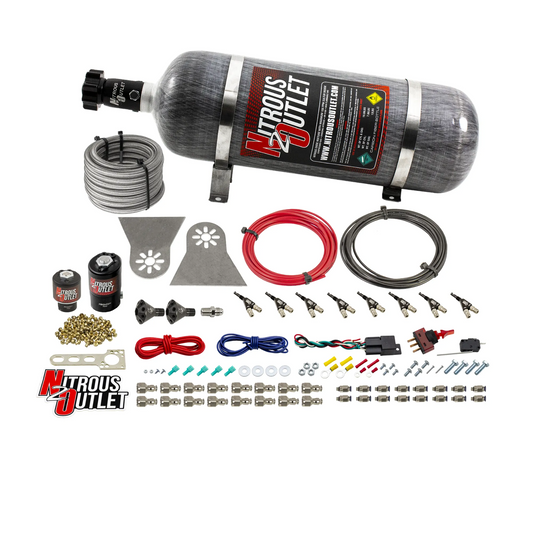 Nitrous Outlet 8 Cylinder Direct Port System - .122 Nitrous Solenoids/.177 Fuel Solenoids/Nylon Hose/Showerhead Distributi...